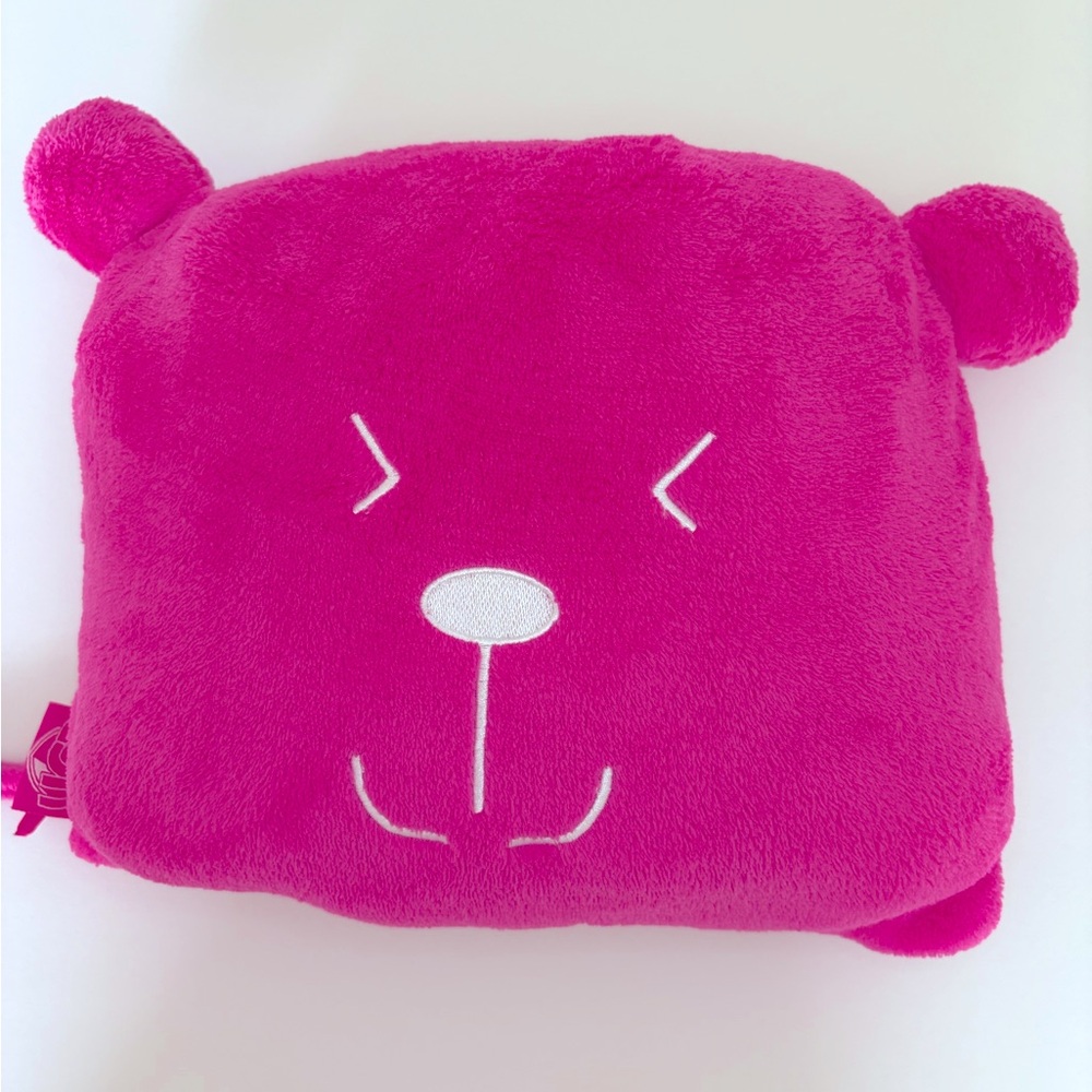 Lug Undercover Bears Plush Pink Bear Travel  Pillow and Blanket for Kids